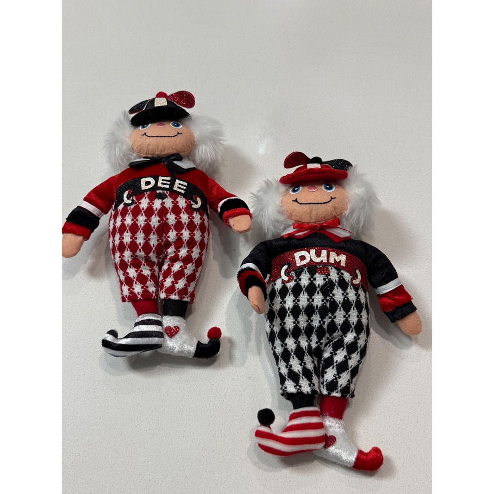 Kurt Adler Tweedle Dee Tweedle Dum Plush Doll Set Alice in Wonderland 12"